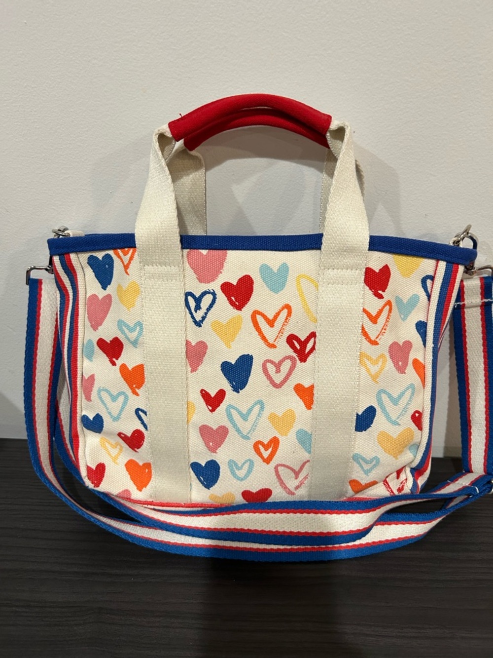 Brighton Red, White and You, Canvas Heart Print Tote, 14x8x3, EUC - Picture 6 of 11